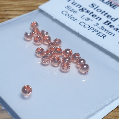 Hareline Slotted Tungsten Beads Copper – 20 Pcs AVAILABLE AT TROUTLORE FLY TYING STORE AUSTRALIA