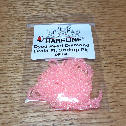 Hareline Dyed Pearl Diamond Braid Fl Pink Shrimp