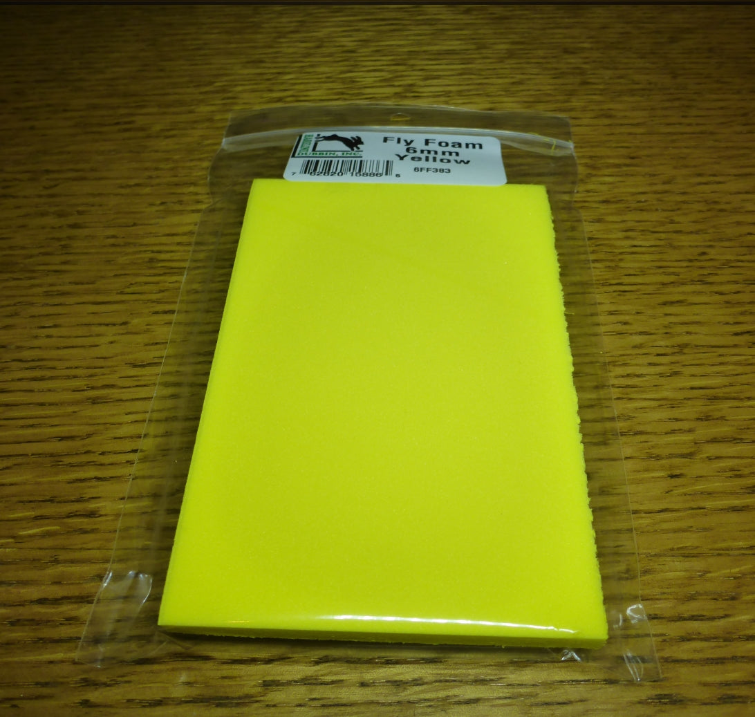 Hareline 6mm Foam Yellow AVAILABLE AT TROUTLORE FLY TYING STORE AUSTRALIA