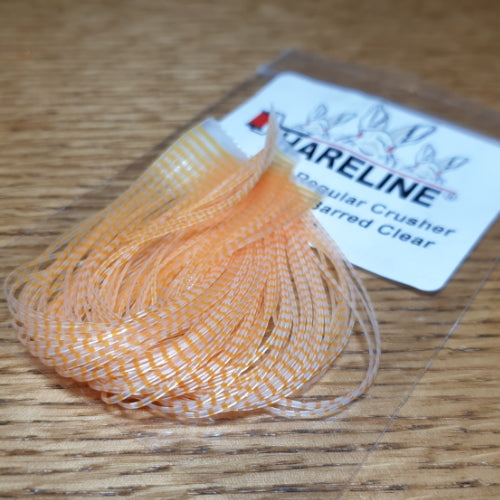 Chicone’s Crusher Legs Regular Fl Orange Barred Clear AVAILABLE AT TROUTLORE FLY TYING STORE AUSTRALIA