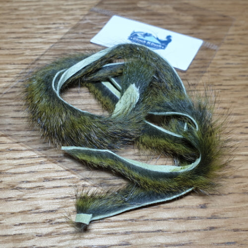 Chuck’N’Duck Pine Squirrel Zonker Strips Olive AVAILABLE AT TROUTLORE FLY TYING STORE AUSTRALIA