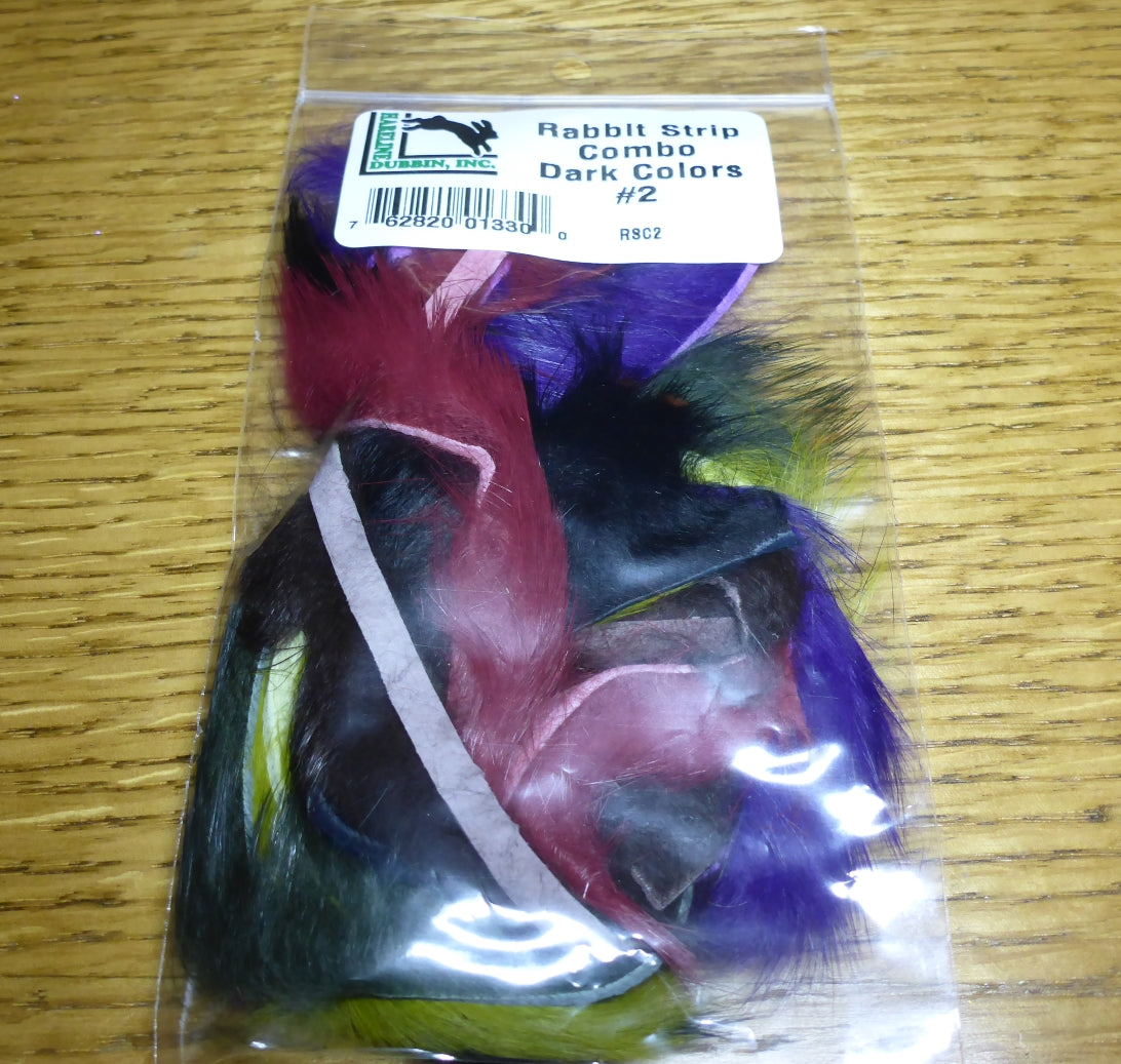 Hareline Rabbit Strips Combo - Dark Colours AVAILABLE AT TROUTLORE FLY TYING STORE AUSTRALIA