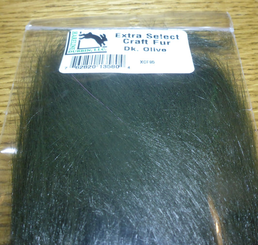 Hareline Extra Select Craft Fur Dark Olive AVAILABLE AT TROUTLORE FLY TYING STORE AUSTRALIA