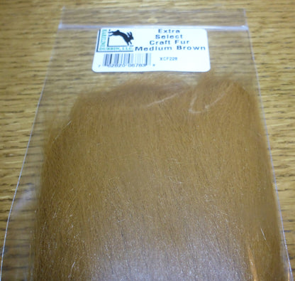 Hareline Extra Select Craft Fur Medium Brown AVAILABLE AT TROUTLORE FLY TYING STORE AUSTRALIA