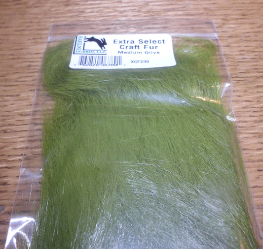 Hareline Extra Select Craft Fur Medium Olive AVAILABLE AT TROUTLORE FLY TYING STORE AUSTRALIA