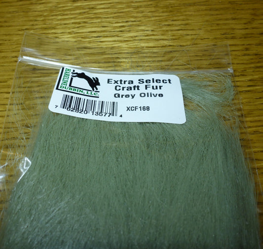 Hareline Extra Select Craft Fur Gray Olive AVAILABLE AT TROUTLORE FLY TYING STORE AUSTRALIA