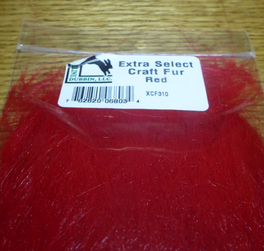 Hareline Extra Select Craft Fur Red AVAILABLE AT TROUTLORE FLY TYING STORE AUSTRALIA