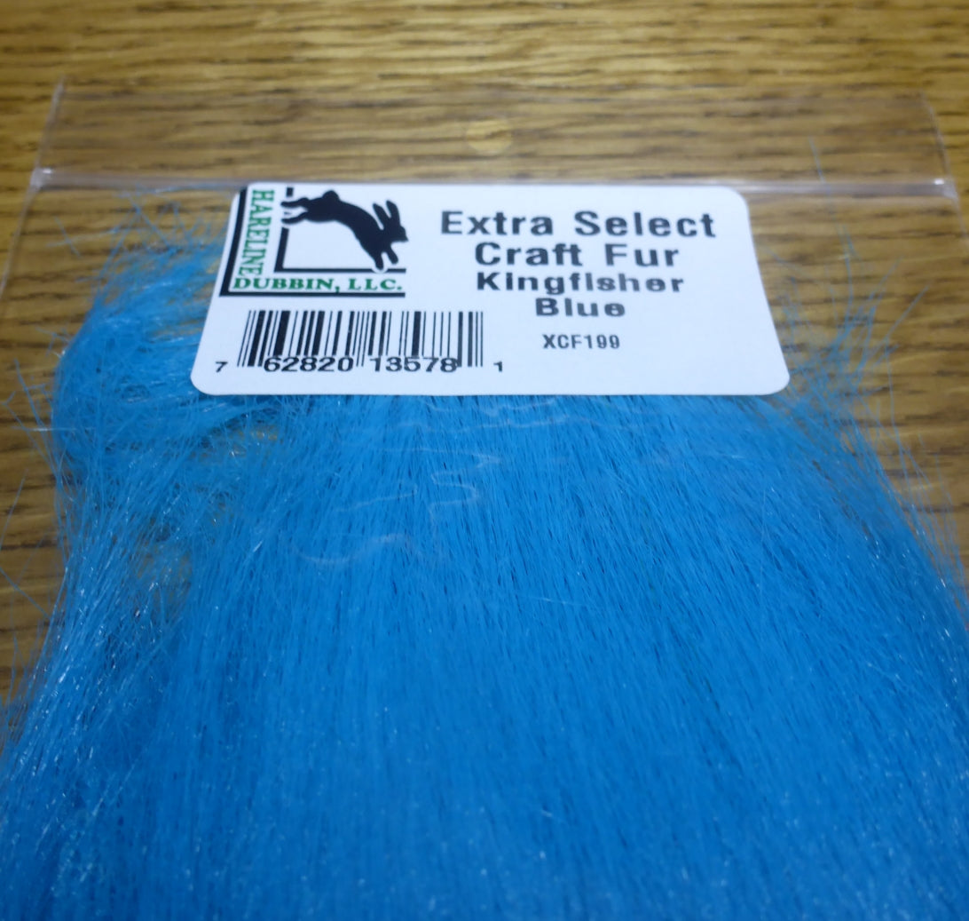 Hareline Extra Select Craft Fur Kingfisher Blue AVAILABLE AT TROUTLORE FLY TYING STORE AUSTRALIA