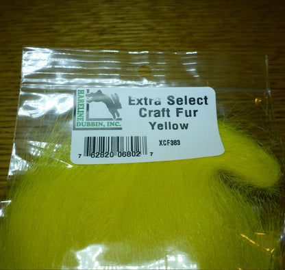 Hareline Extra Select Craft Fur Yellow AVAILABLE AT TROUTLORE FLY TYING STORE AUSTRALIA