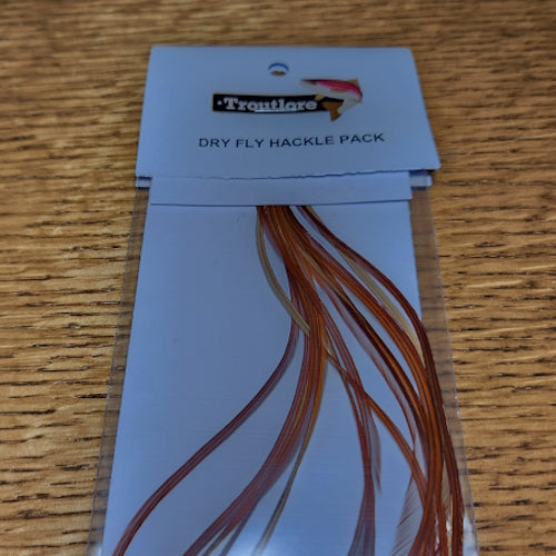 Troutlore Dry Fly Hackle Pack – Medium Brown AVAILABLE AT TROUTLORE FLY TYING STORE AUSTRALIA