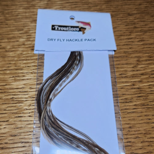 Troutlore Dry Fly Hackle Pack – Dun Grizzly AVAILABLE AT TROUTLORE FLY TYING STORE AUSTRALIA