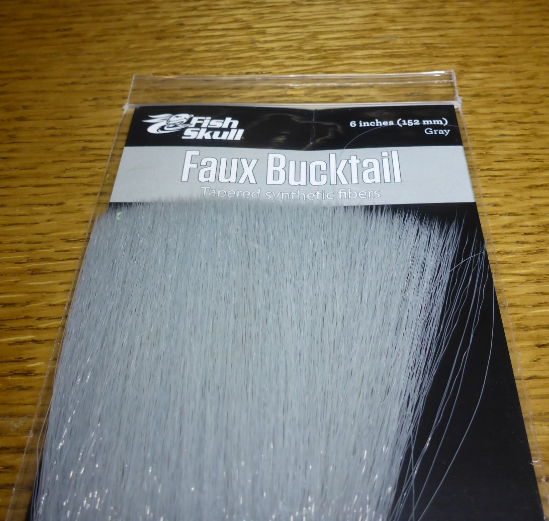 Fish-Skull Faux Bucktail Grey AVAILABLE AT TROUTLORE FLY TYING STORE AUSTRALIA