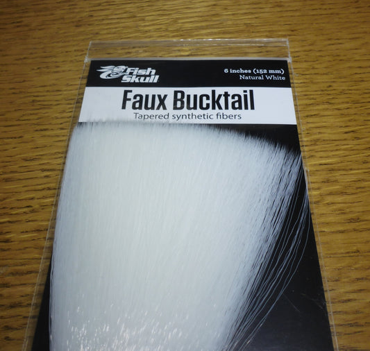 Fish-Skull Faux Bucktail White AVAILABLE AT TROUTLORE FLY TYING STORE AUSTRALIA