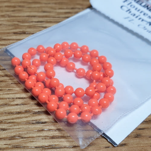 Bead Chain Eyes Fluoro Orange AVAILABLE AT TROUTLORE FLY TYING STORE AUSTRALIA