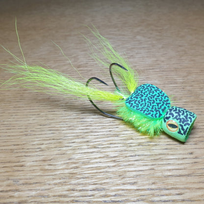 Ozzy Native Flies
Frog Popper Double Hook AVAILABLE AT TROUTLORE FLY TYING STORE AUSTRALIA