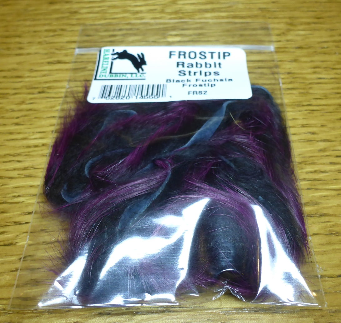 Hareline Frostip Rabbit Strips Black & Fuchsia AVAILABLE AT TROUTLORE FLY TYING STORE AUSTRALIA