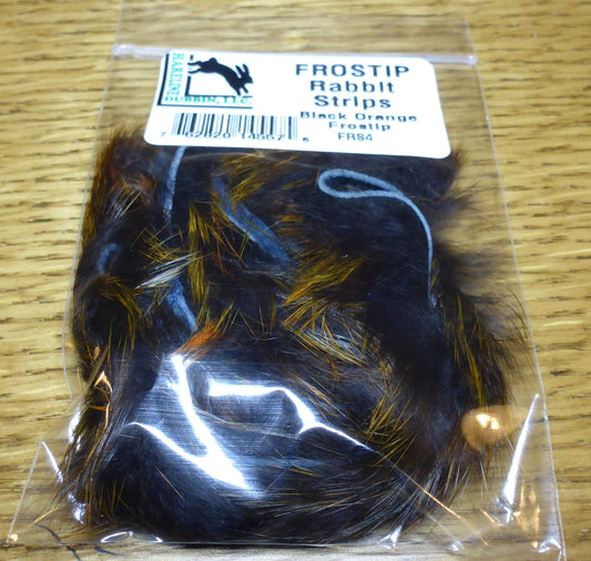 Hareline Frostip Rabbit Strips Black & Orange AVAILABLE AT TROUTLORE FLY TYING STORE AUSTRALIA