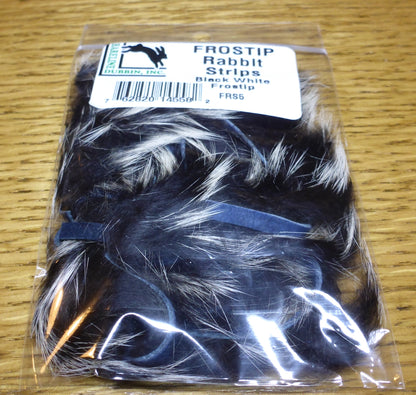 Hareline Frostip Rabbit Strips Black & White AVAILABLE AT TROUTLORE FLY TYING STORE AUSTRALIA