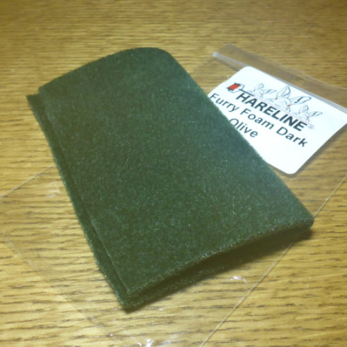 Hareline Furry Foam Dark Olive AVAILABLE AT TROUTLORE FLY TYING STORE AUSTRALIA