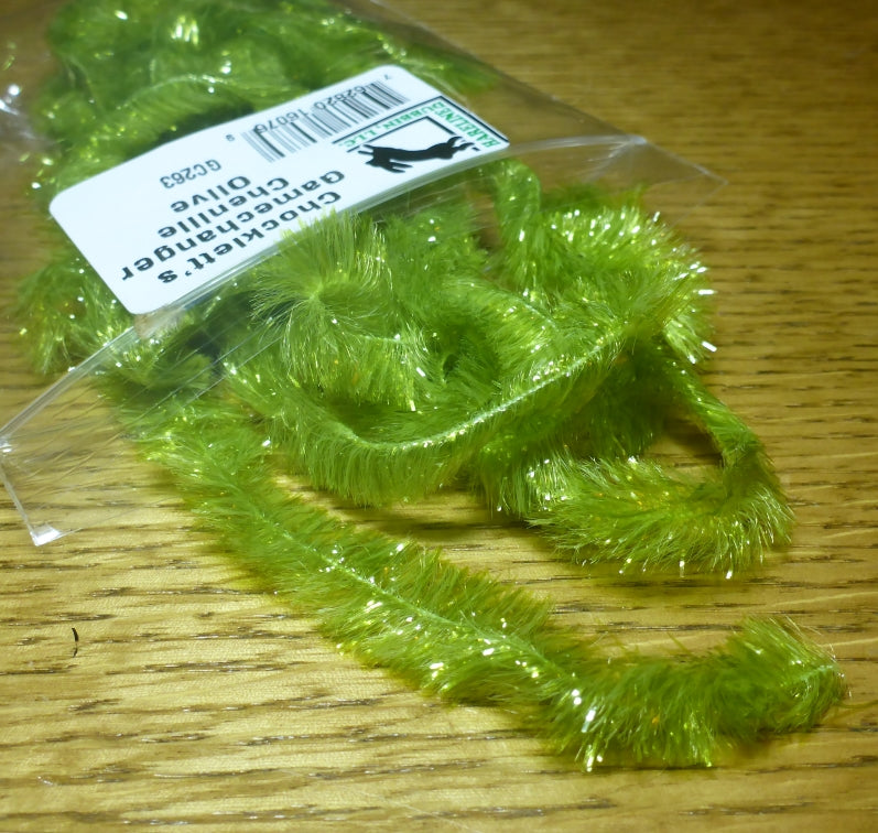 Hareline Chockletts Gamechanger Chenille - Olive AVAILABLE AT TROUTLORE FLY TYING STORE AUSTRALIA