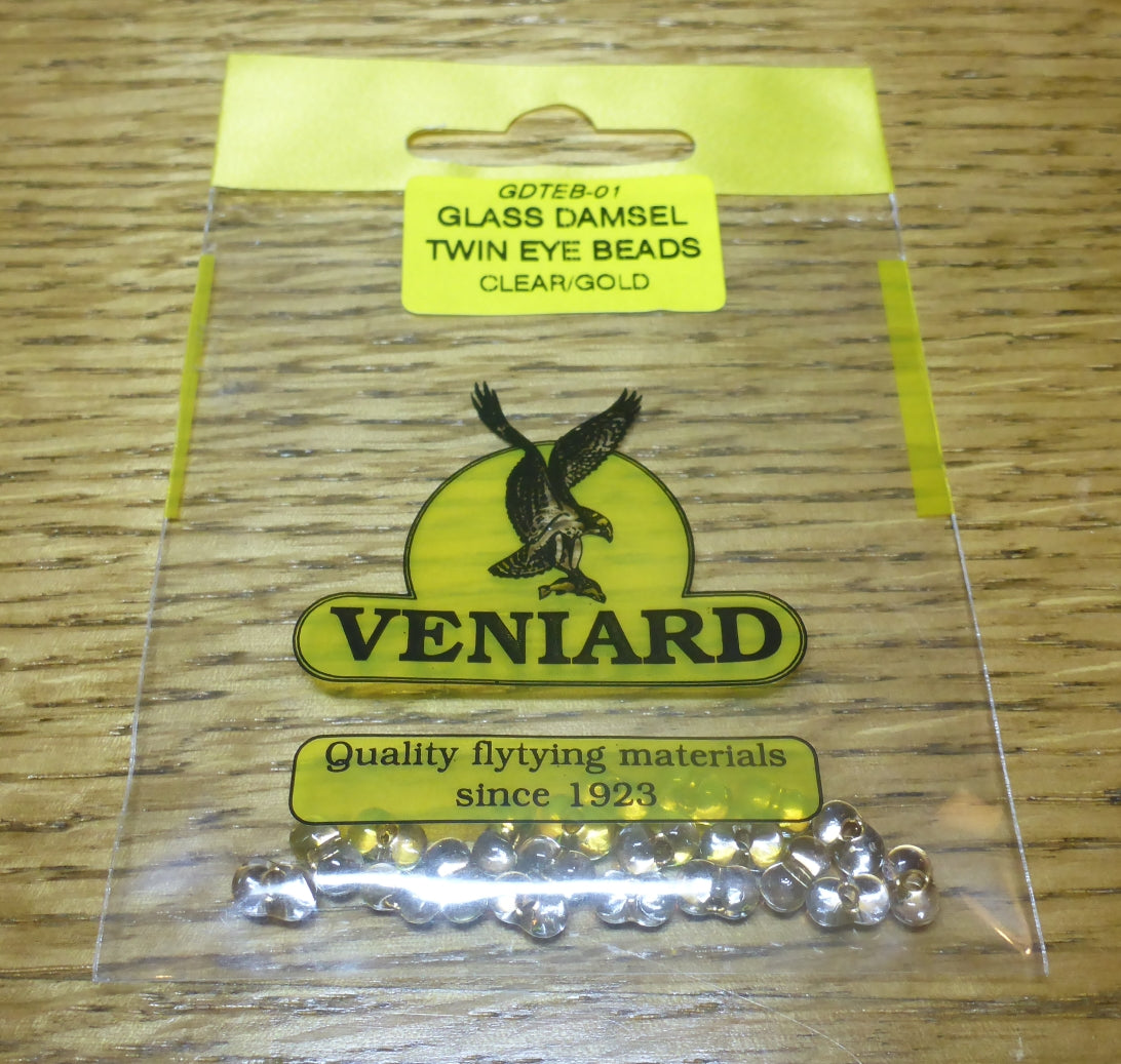 Veniard Glass Damsel Twin Eyes Clear & Gold – 20 Pcs