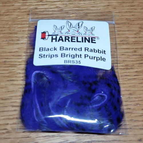 Hareline Black Barred Rabbit Strips Purple