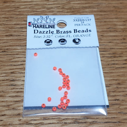 Hareline Dazzle Brass Beads Fl. Orange – 24 Pcs