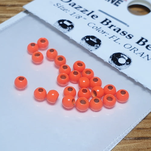 Hareline Dazzle Brass Beads Fl. Orange – 24 Pcs AVAILABLE AT TROUTLORE FLY TYING STORE AUSTRALIA