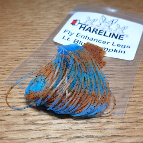 Hareline Fly Enhancer Legs Light Blue / Pumpkin AVAILABLE AT TROUTLORE FLY TYING STORE AUSTRALIA