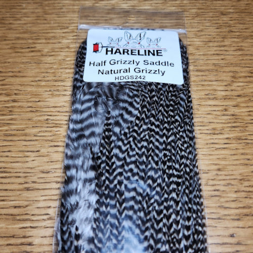 Hareline Grizzly Half Saddle – Natural AVAILABLE AT TROUTLORE FLY TYING STORE AUSTRALIA