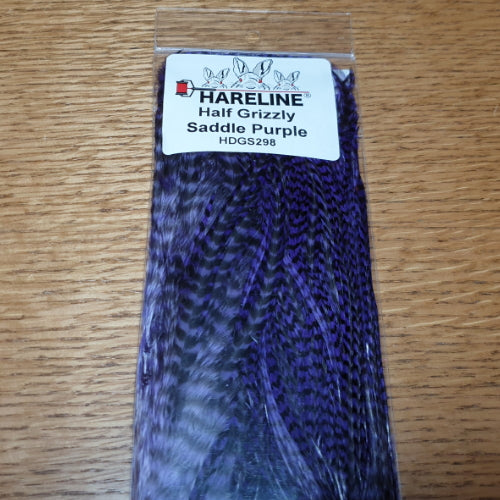 Hareline Grizzly Half Saddle – Purple AVAILABLE AT TROUTLORE FLY TYING STORE AUSTRALIA