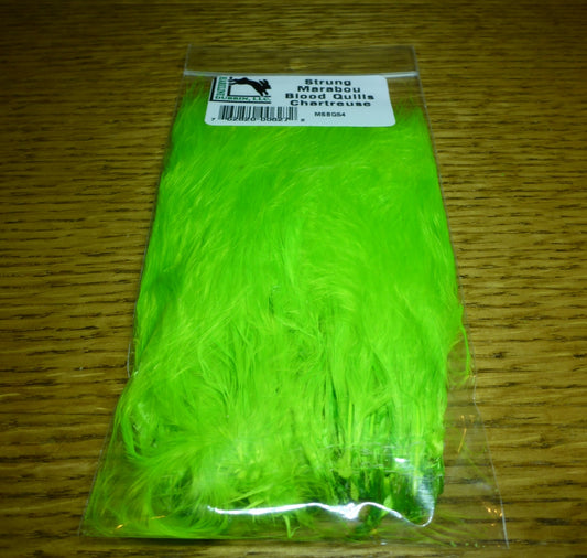 Hareline Marabou Blood Quills Chartreuse AVAILABLE AT TROUTLORE FLY TYING STORE AUSTRALIA