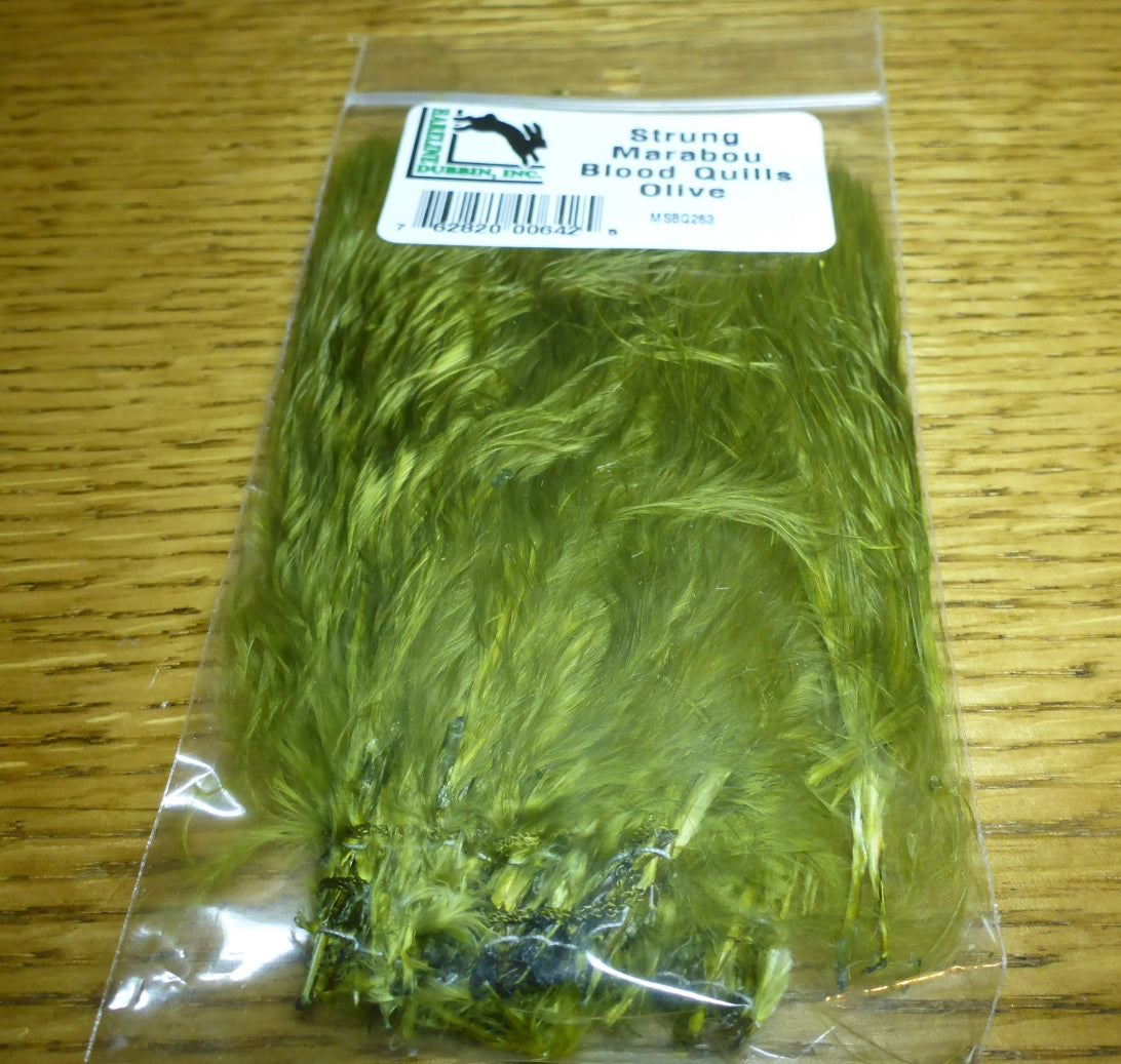 Hareline Marabou Blood Quills Olive AVAILABLE AT TROUTLORE FLY TYING STORE AUSTRALIA