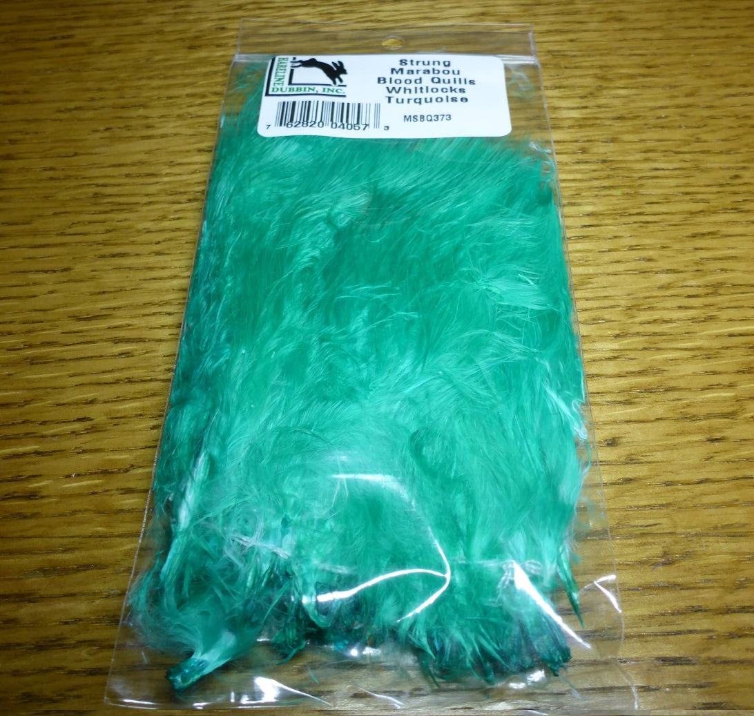 Hareline Marabou Blood Quills Whitlock's Torquoise AVAILABLE AT TROUTLORE FLY TYING STORE AUSTRALIA