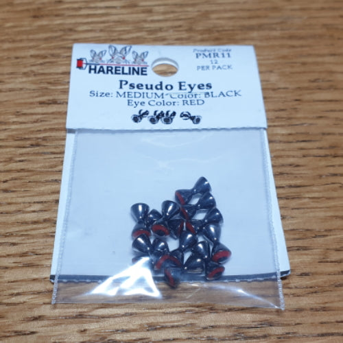 Hareline Pseudo Eyes Black & Red – 12 Pcs