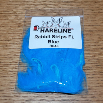 Hareline Rabbit Strips Fluoro Blue