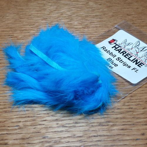 Hareline Rabbit Strips Fluoro Blue AVAILABLE AT TROUTLORE FLY TYING STORE AUSTRALIA