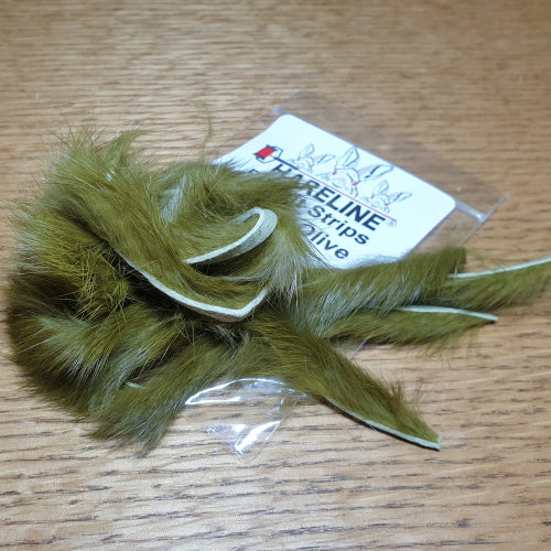 Hareline Rabbit Strips Sculpin Olive AVAILABLE AT TROUTLORE FLY TYING STORE AUSTRALIA