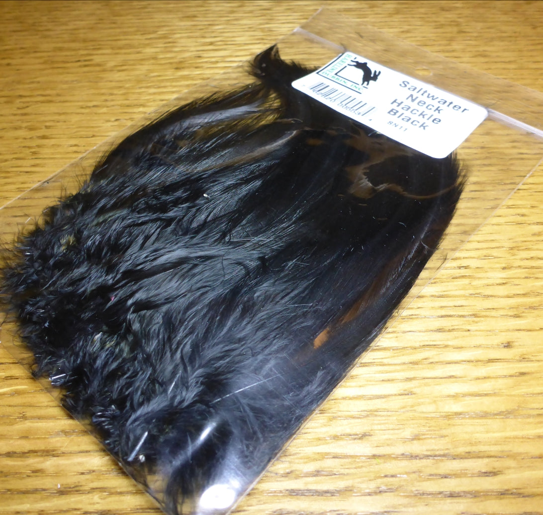 Harelline Saltwater Neck Hackle Black AVAILABLE AT TROUTLORE FLY TYING STORE AUSTRALIA