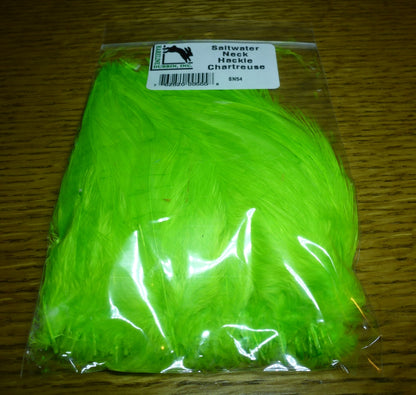 Harelline Saltwater Neck Hackle Chartreuse AVAILABLE AT TROUTLORE FLY TYING STORE AUSTRALIA