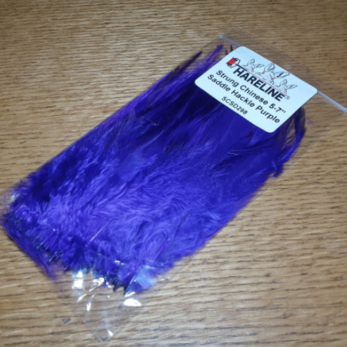 Hareline Strung Saddle Hackle 5-7 Inch Purple