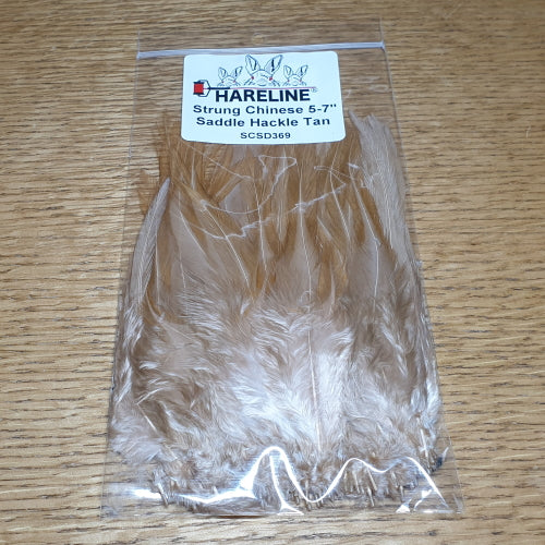 Hareline Strung Saddle Hackle 5-7 Inch Tan AVAILABLE AT TROUTLORE FLY TYING STORE AUSTRALIA