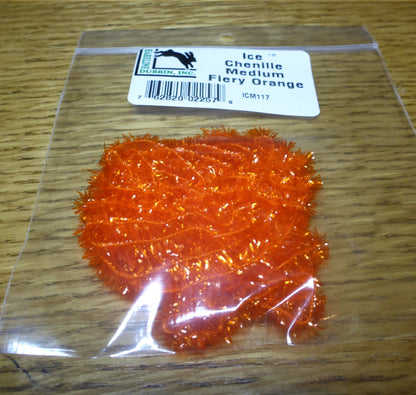 Ice Chenille - Fiery Orange AVAILABLE AT TROUTLORE FLY TYING STORE AUSTRALIA