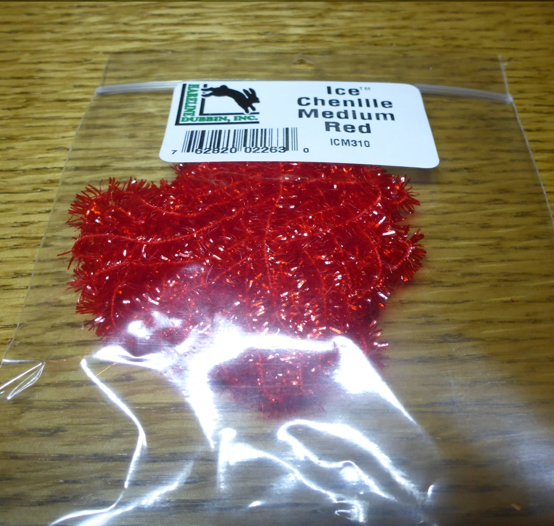 Ice Chenille - Red AVAILABLE AT TROUTLORE FLY TYING STORE AUSTRALIA