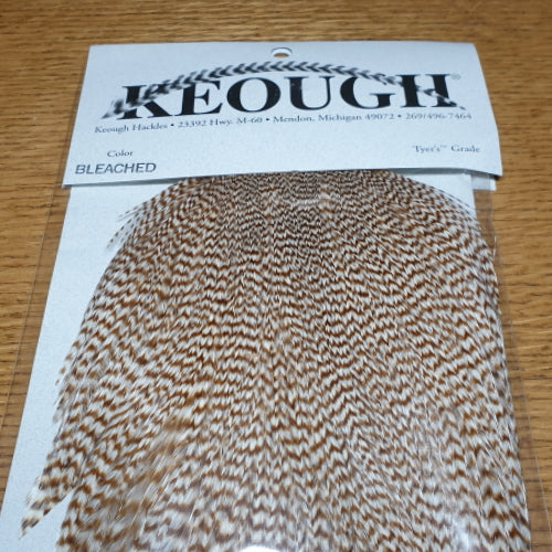 Keough Tyers Grade Cape – Bleached Grizzly AVAILABLE AT TROUTLORE FLY TYING STORE AUSTRALIA