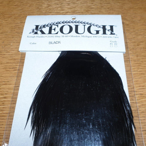 Keough Tyers Grade Cape – Black AVAILABLE AT TROUTLORE FLY TYING STORE AUSTRALIA