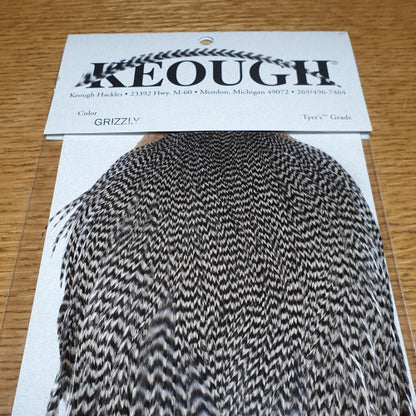 Keough Tyers Grade Cape – Grizzly AVAILABLE AT TROUTLORE FLY TYING STORE AUSTRALIA