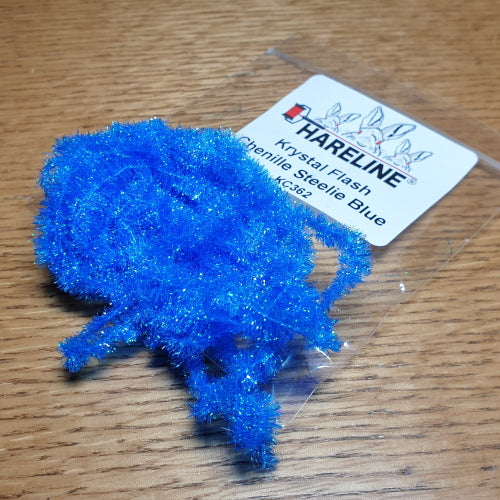 Hareline Krystal Flash Chenille Steelie Blue AVAILABLE AT TROUTLORE FLY TYING STORE AUSTRALIA