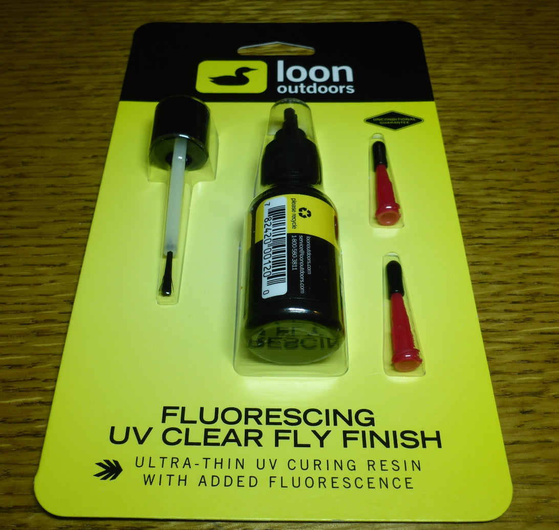 LOON OUTDOORS FLUORESCING UV CLEAR FLY FINISH UV RESIN GLUE AVAILABLE AT TROUTLORE FLY TYING STORE AUSTRALIA