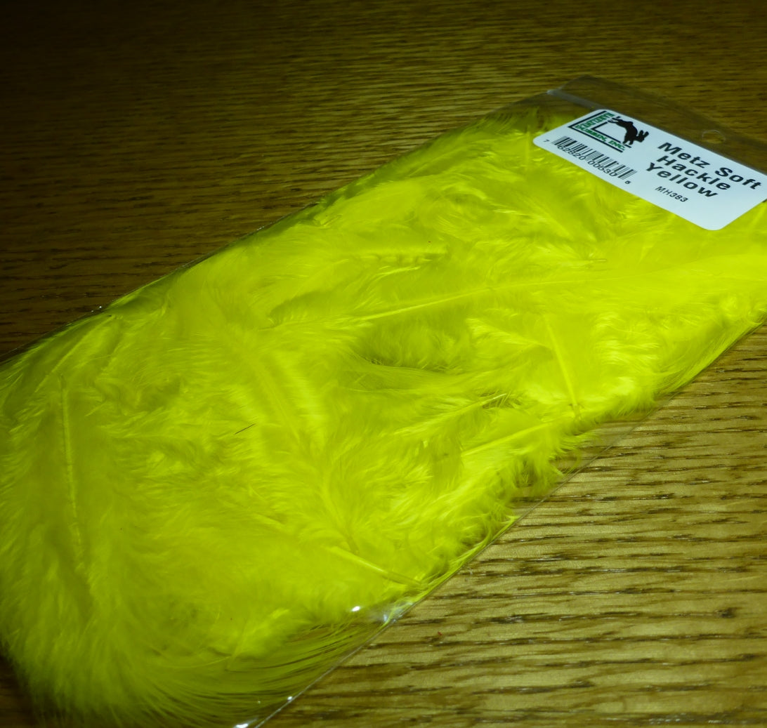 Metz Soft Hackle Feathers Yellow AVAILABLE AT TROUTLORE FLY TYING STORE AUSTRALIA